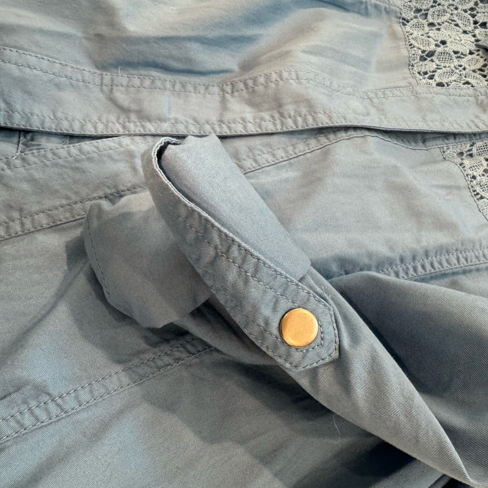 2/$20 Northern Reflections Blue Utility Jacket with Lace Accents 100% cotton M - Picture 6 of 12